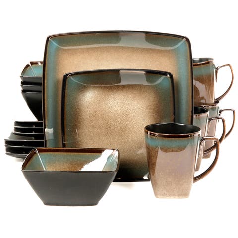 Tequesta 16-Piece Square Dinnerware Set, Taupe