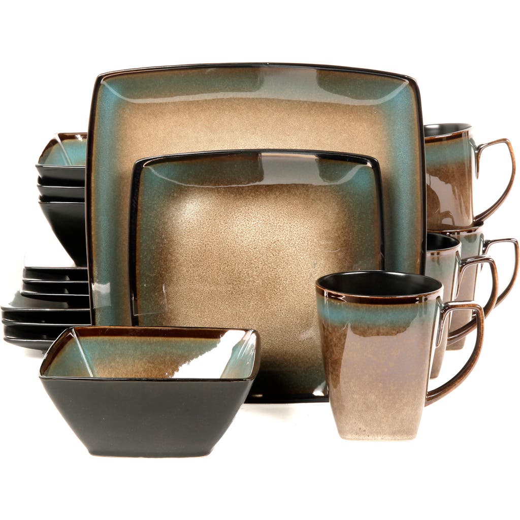 Gibson Elite Tequesta 16-piece Square Dinnerware Set, Taupe In Green
