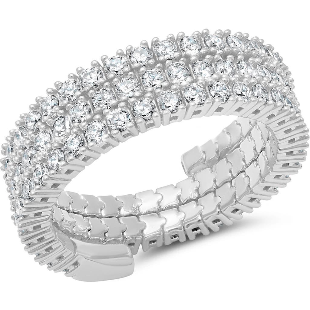 Crislu Graduated Adjustable Cubic Zirconia Ring In Metallic