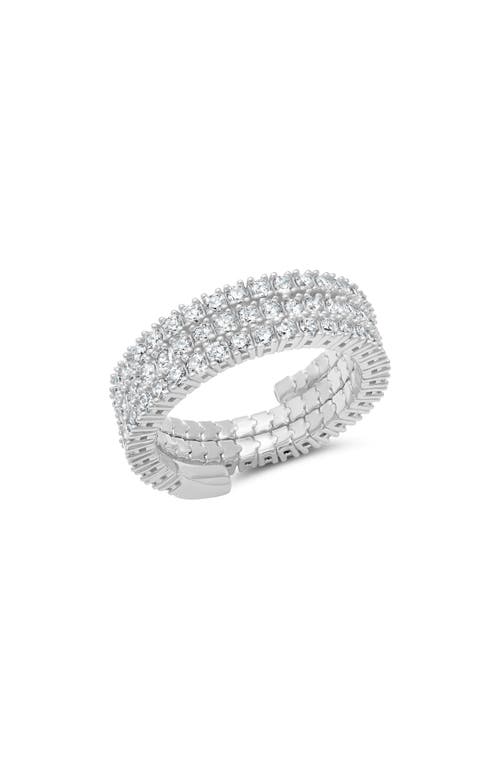 Crislu Three Row Cubic Zirconia Band Ring In Metallic