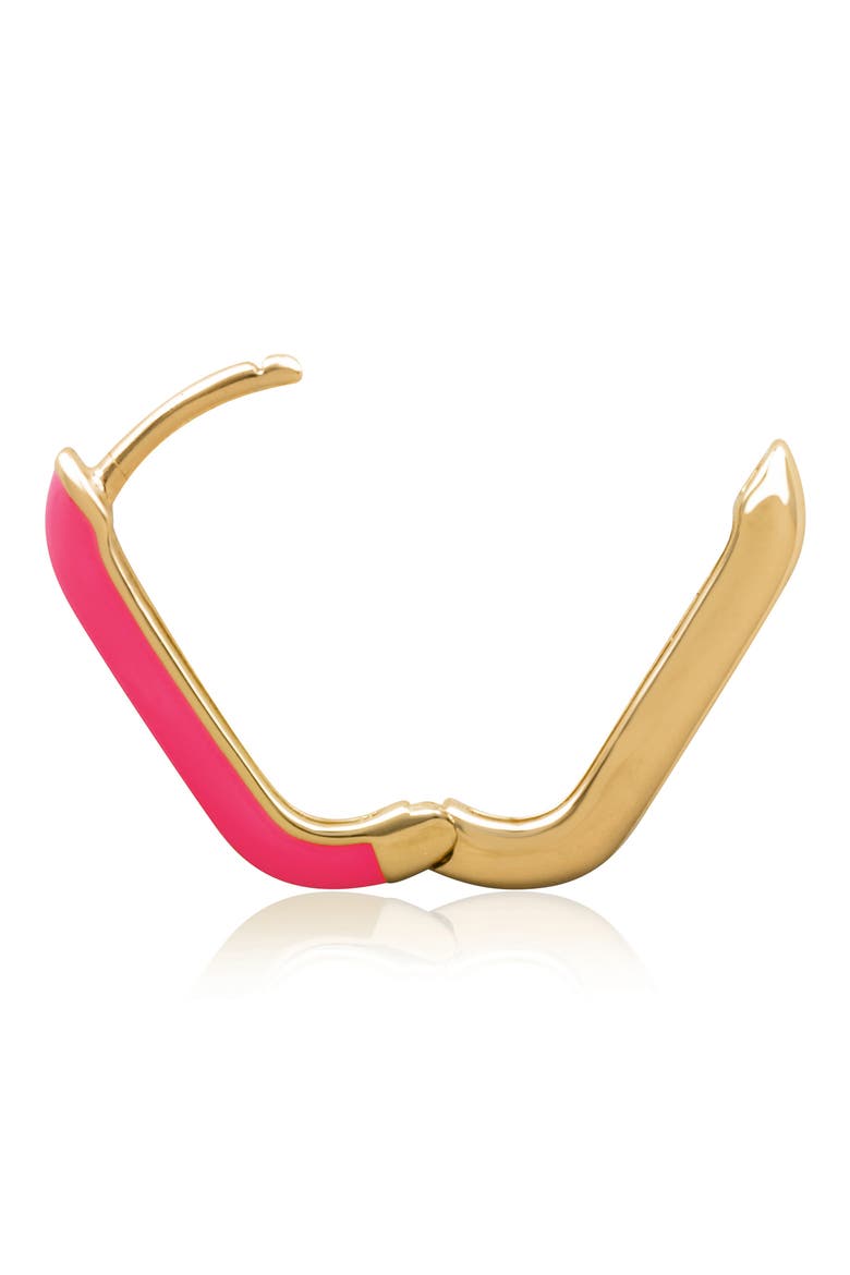 Two-Tone U-Shape Huggie Hoop Earrings, Alternate, color, PINK