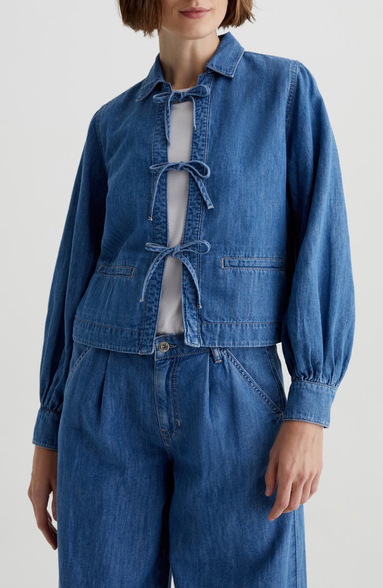 AG Dottie Tie Front Denim Jacket, Main, color,