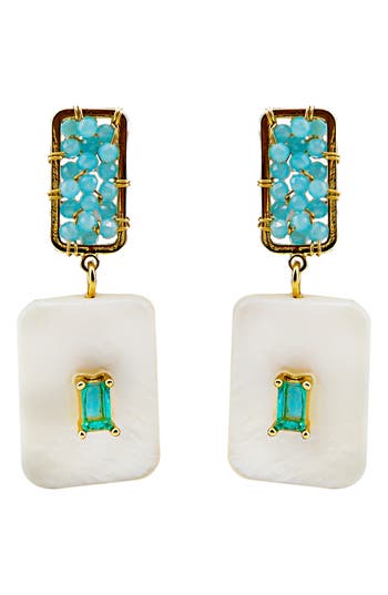 Panacea Crystal Accent Square Drop Earrings In Blue