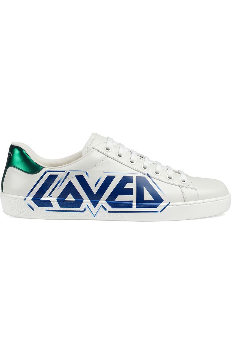 Gucci New Ace Graffiti Loved Sneaker, Alternate, color,