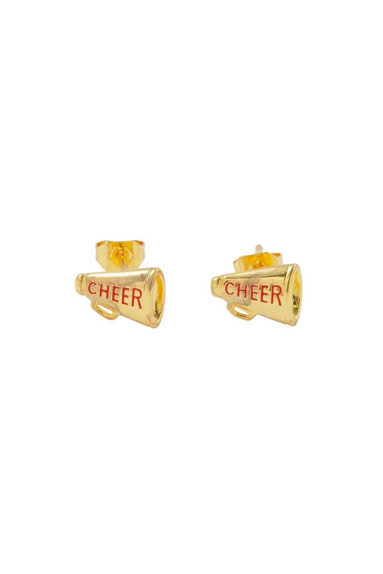 Gameday Cheer Megaphone Stud Earrings, Main, color, Yellow Gold