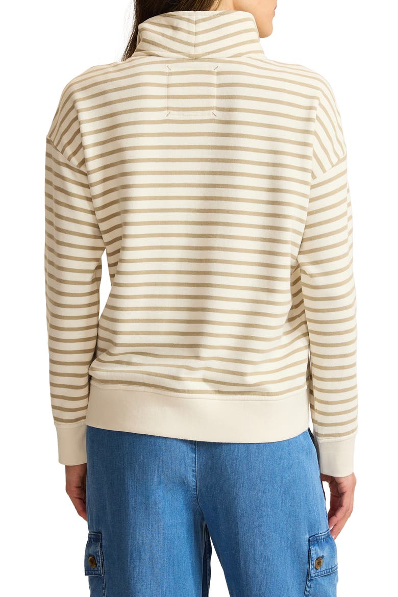 Marina Del Mar Striped Mock Neck Sweatshirt, Alternate, color, COCONUT
