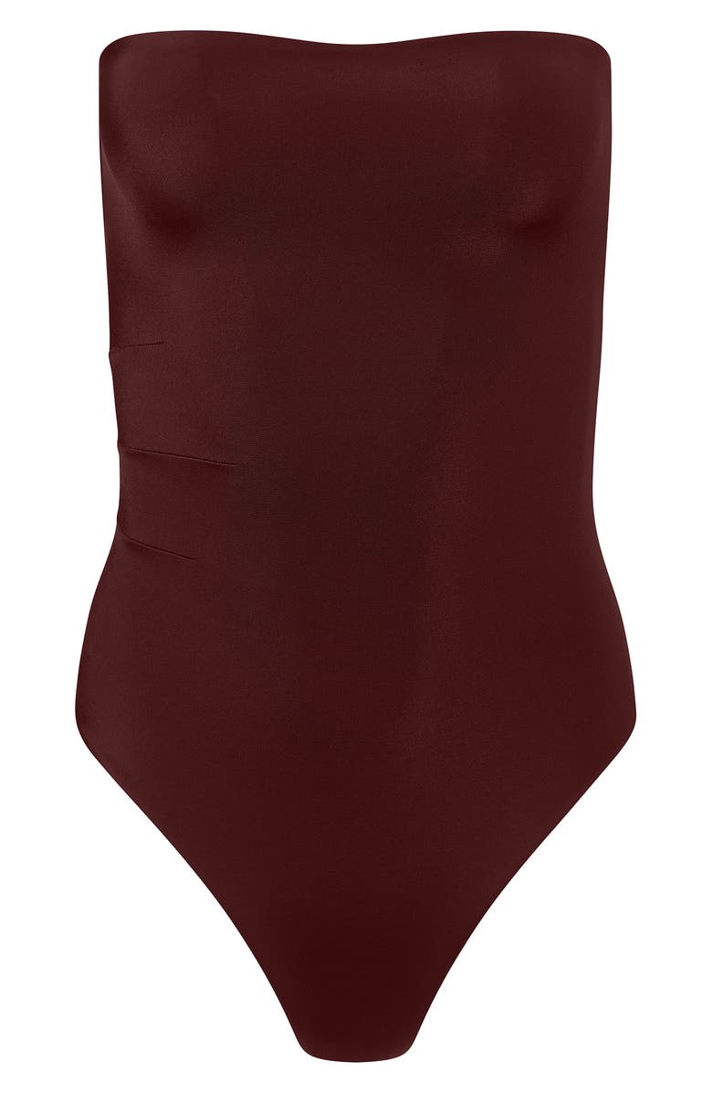 Onia Bardot Strapless One-Piece Swimsuit, Alternate, color, Chocolate