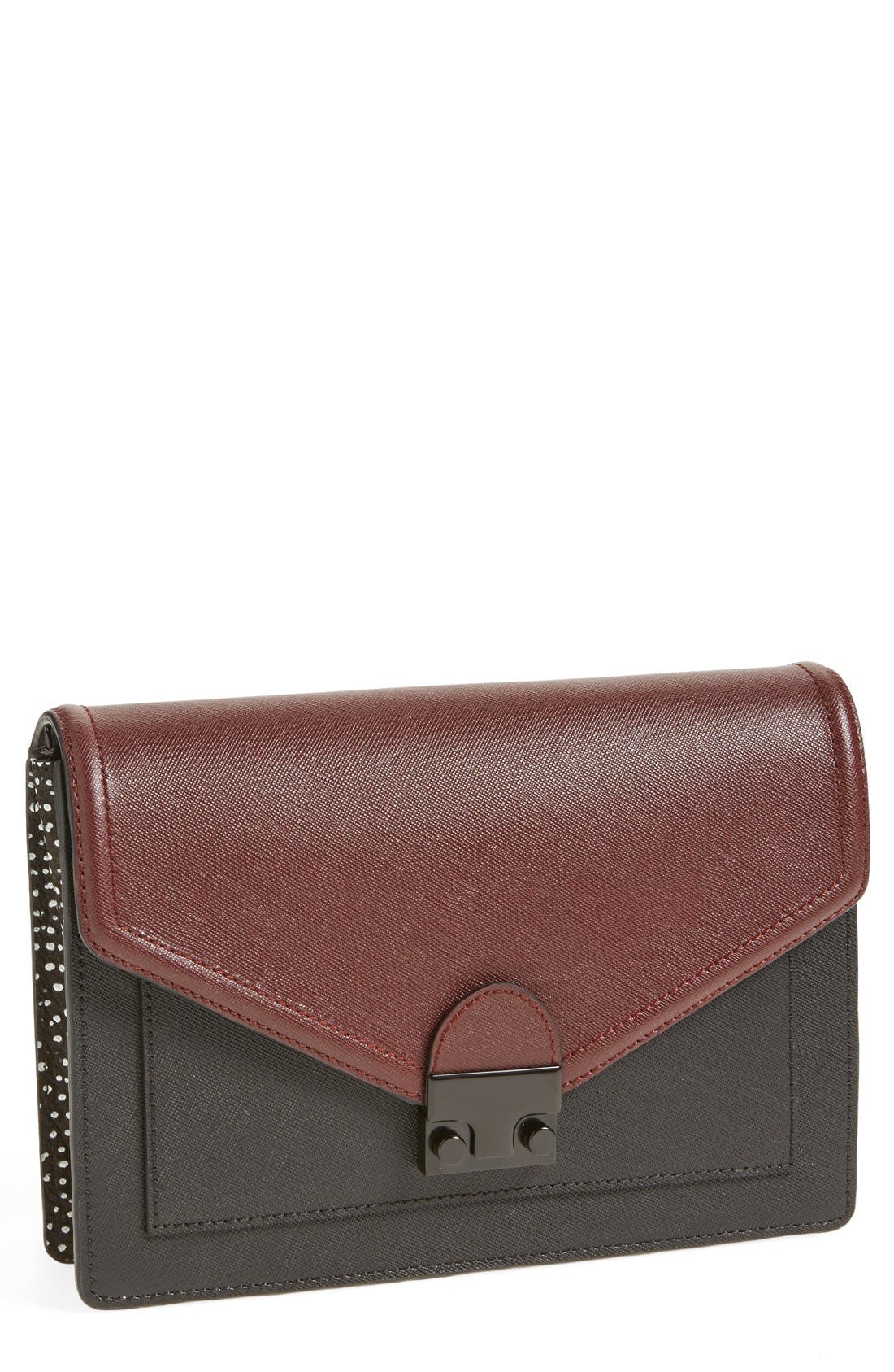 'Rider' Clutch, Main, color, MAROON/ BLACK