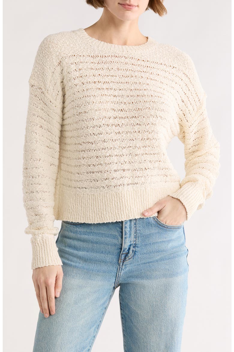 Open Stitch Cotton Sweater, Main, color, IVORY DOVE
