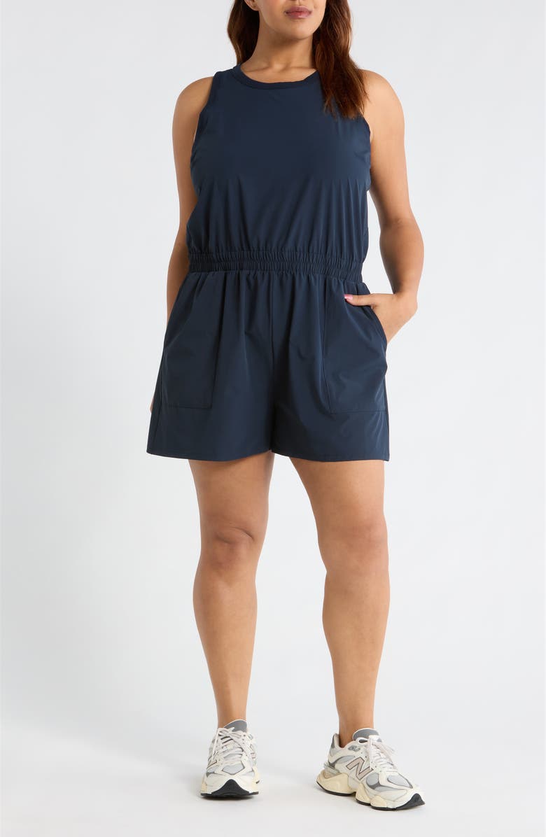 Zella Atlas Short Romper, Main, color, Navy Sapphire