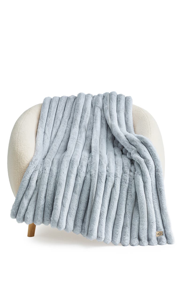 UGG<sup>®</sup> Channel Quilt Faux Fur Throw Blanket, Alternate, color, Stone