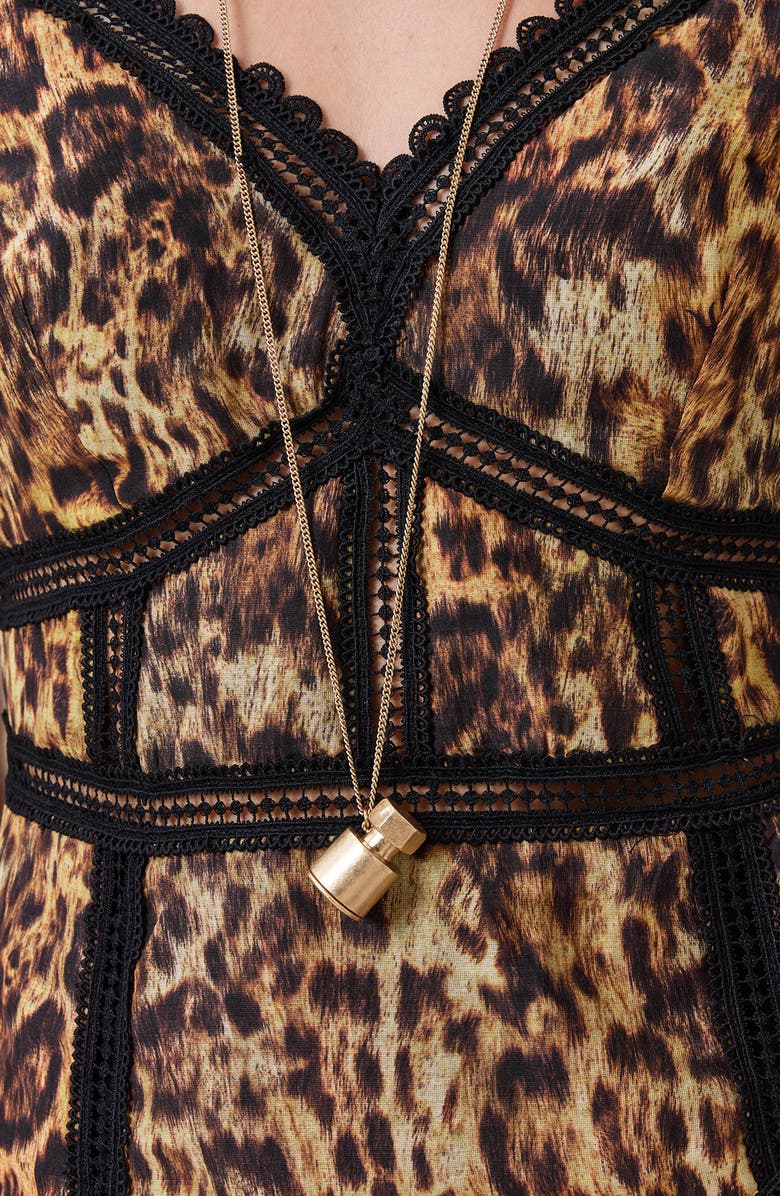 AllSaints Zia Lace Inset Handkerchief Hem Minidress, Alternate, color, Evia Golden Brown