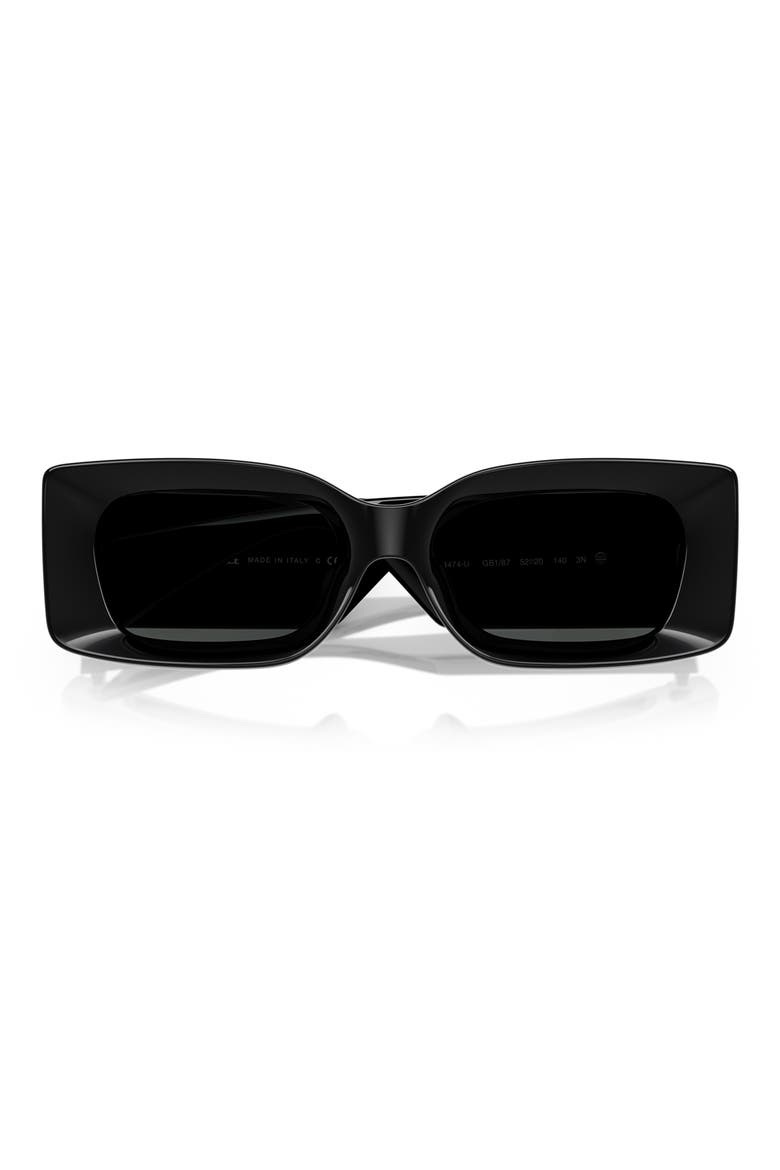 52mm Rectangular Sunglasses, Alternate, color, BLACK