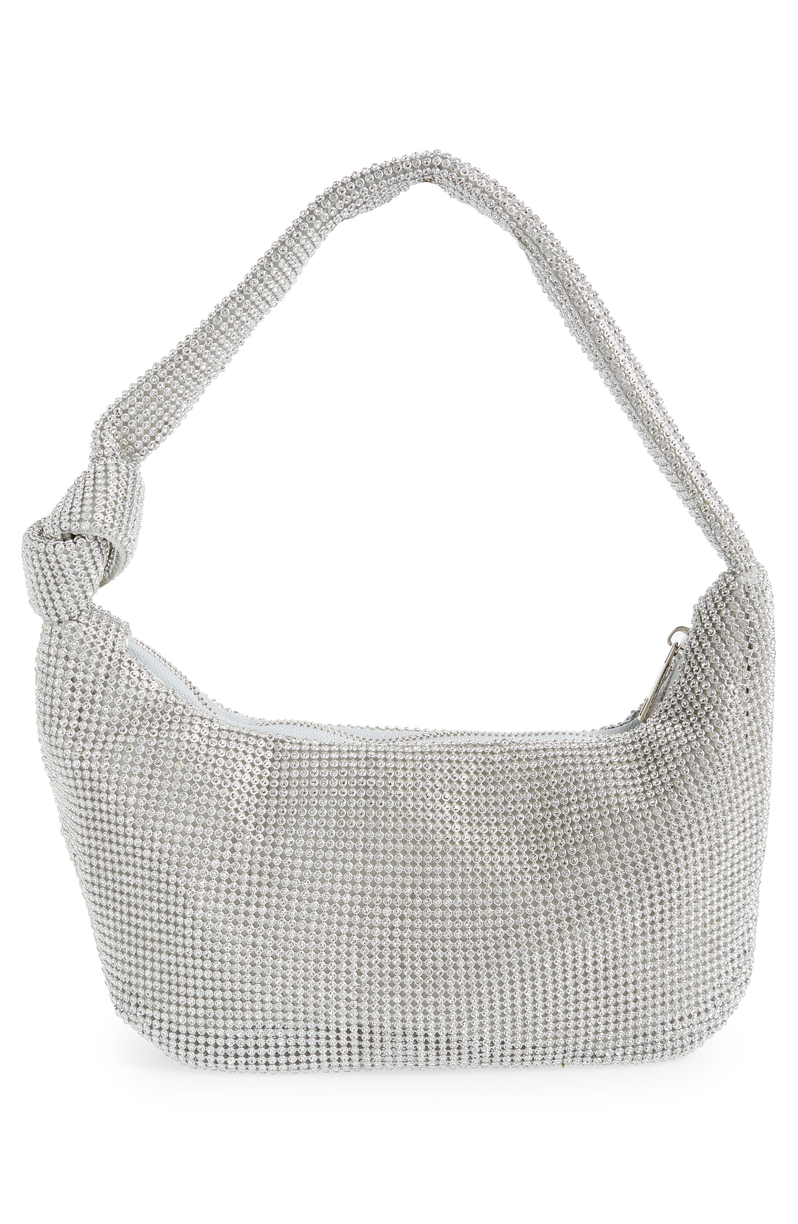 Jessica Crystal Croissant Bag, Alternate, color, SILVER