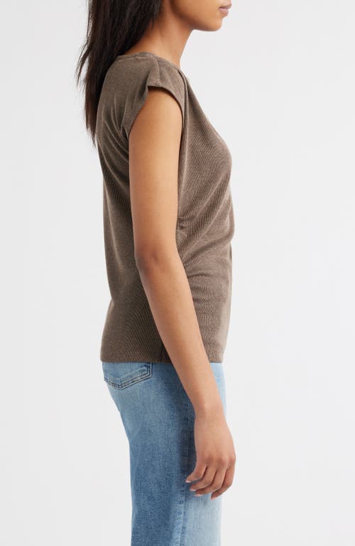 Wit & Wisdom Cap Sleeve Ruched Top In Brown