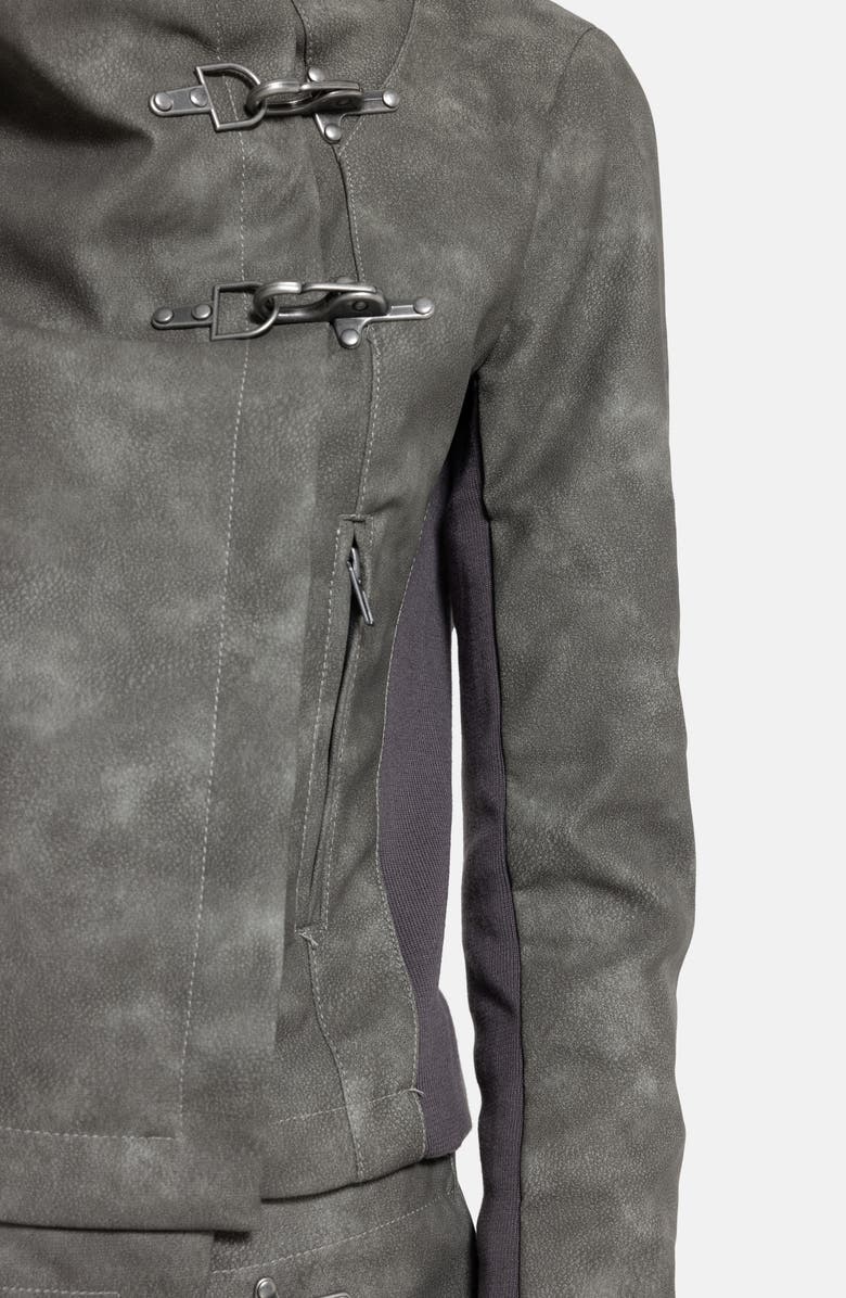 JADED LONDON Funnel Neck Faux Leather Jacket, Alternate, color, Grey