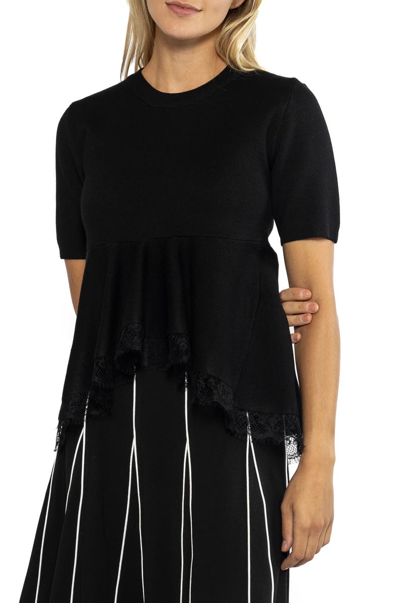 GRACIA Lace Trim High-Low Peplum Top, Main, color, 