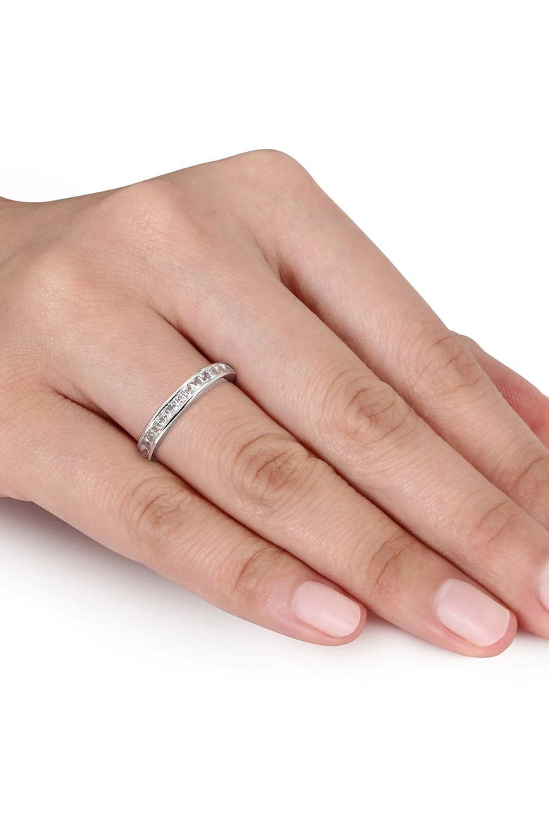 Sterling Silver Created White Sapphire Eternity Ring, Alternate, color, SILVER