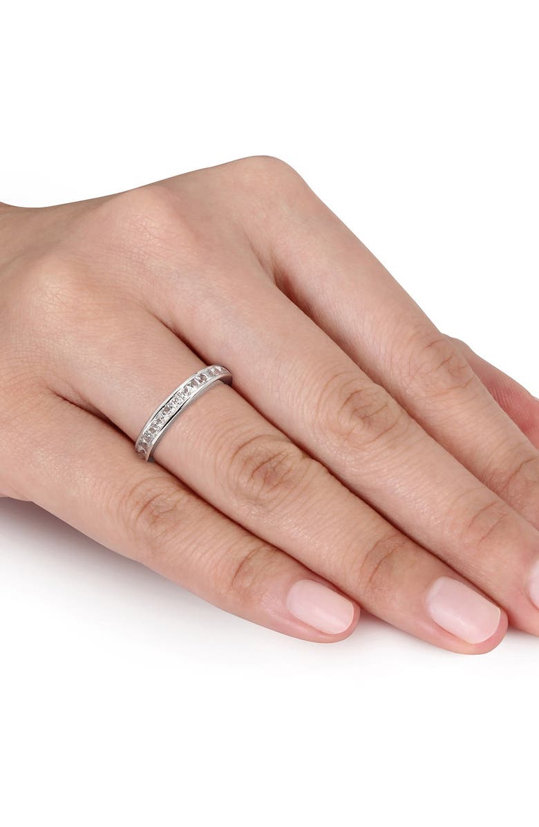 DELMAR Sterling Silver Created White Sapphire Eternity Ring, Alternate, color, Silver