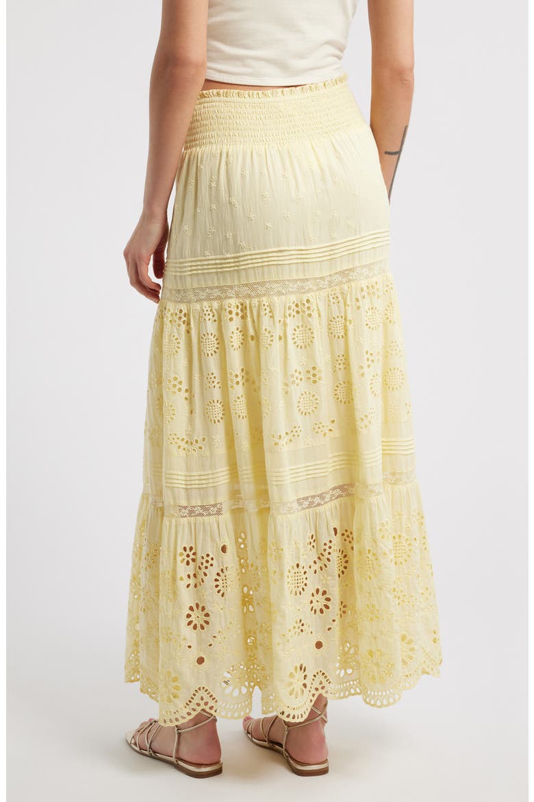 Miloti Smocked Waist Cotton Maxi Skirt, Alternate, color, CITRON