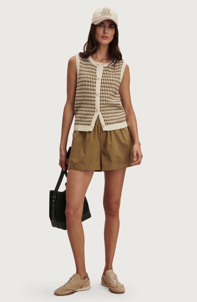 Varley Aura Cotton Knit Top, Alternate, color, Egret / Golden Olive