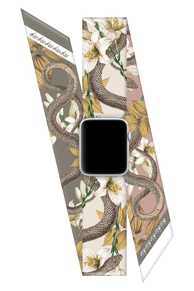 Foreplay Venom 2 Apple Watch® Scarf Watchband, Main, color, DUSTY ROSE/GREY/ BLACK