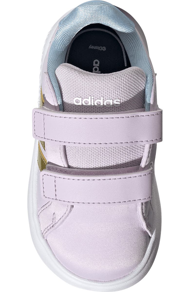 adidas x Disney<sup>®</sup> Kids' Grand Court Elsa Sneaker, Alternate, color, Lavender/ Gold/ Blue
