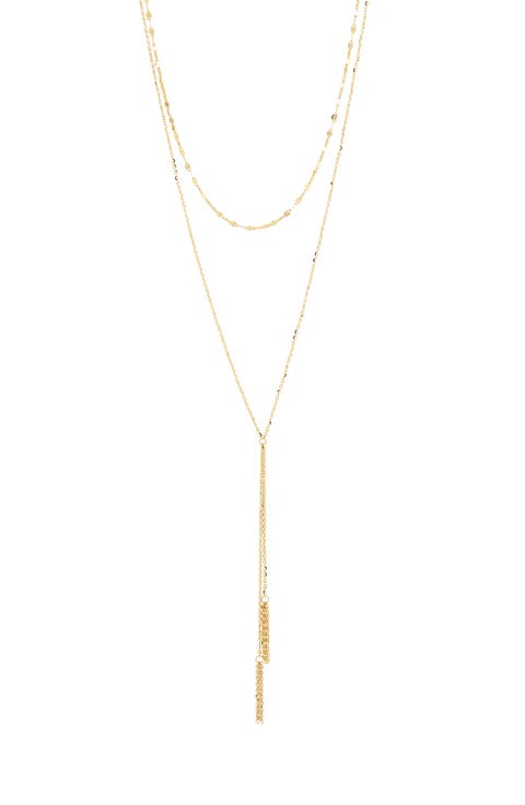 14K Yellow Gold Layered Chain Y-Necklace