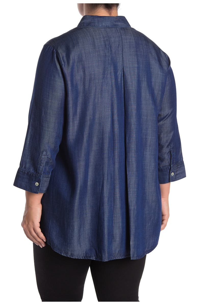 Foxcroft 3/4 Sleeve Front Button Tunic, Alternate, color, 