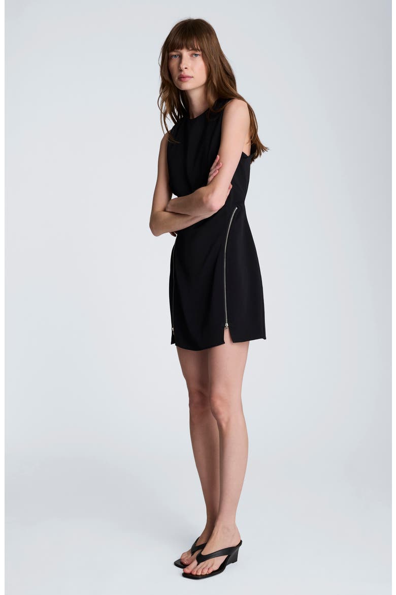 Zip Sheath Minidress, Alternate, color, BLACK