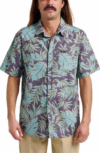 Quiksilver Palm Trip Classic Leaf Print Short Sleeve Cotton Button-Up Shirt