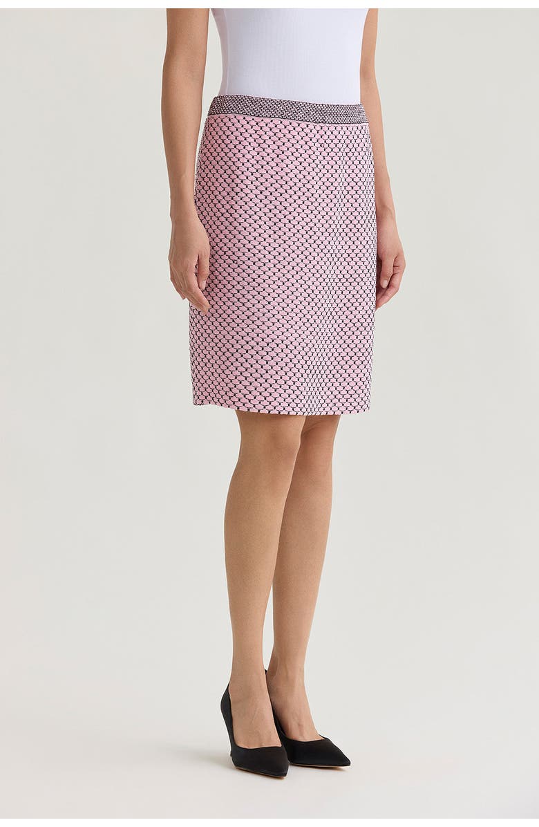 Ming Wang x Family Savvy Shell Stitch Straight Knit Skirt, Alternate, color, Perfect Pink/Black