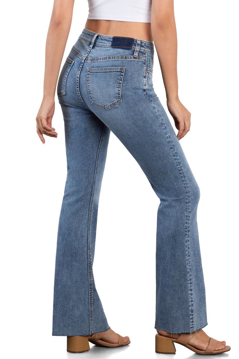 Happy Relaxed Raw Hem Flare Jeans, Alternate, color, RELAXED BLUE