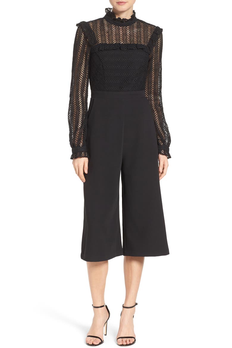 Mixed Media Jumpsuit, Main, color, BLACK