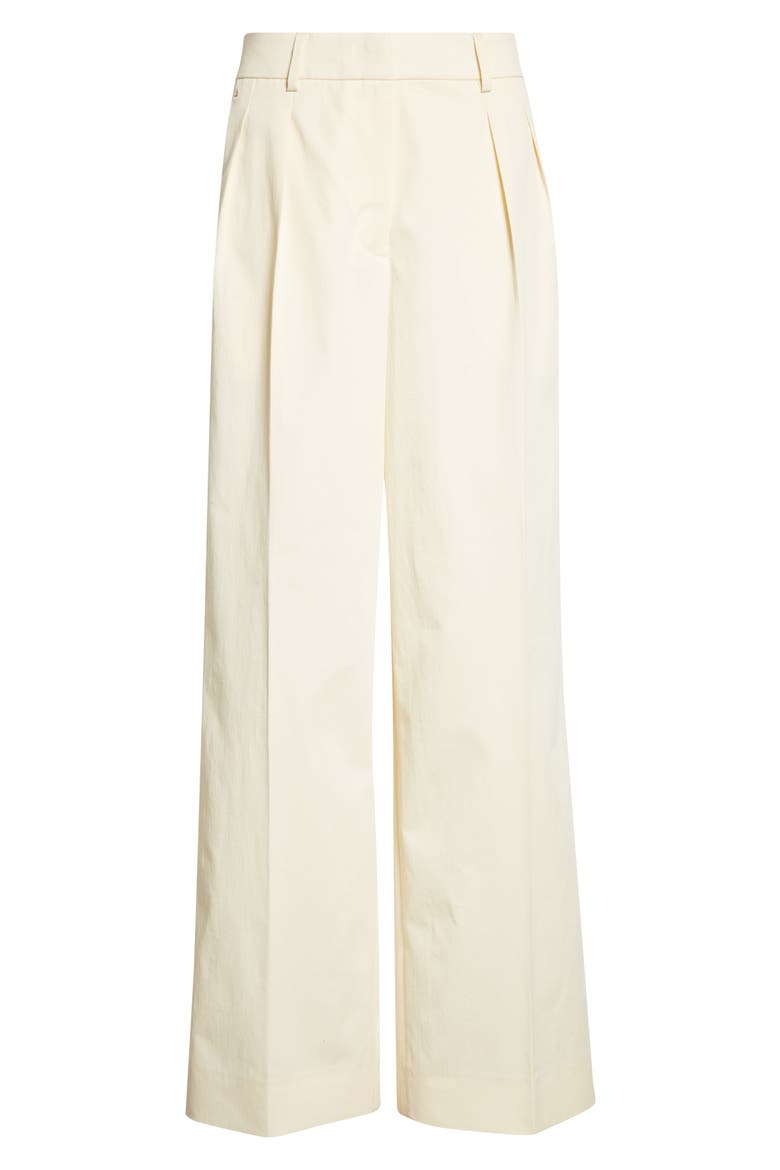 Cotton Gabardine Wide Leg Pants, Alternate, color, WHITE