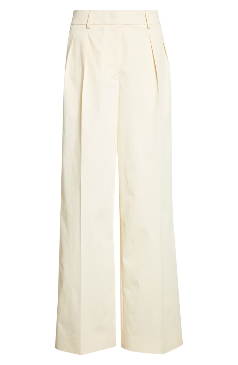 Moncler Cotton Gabardine Wide Leg Pants, Main, color, White