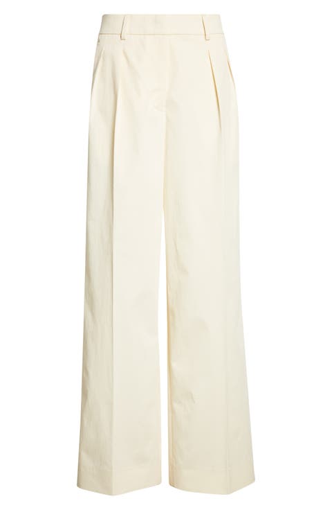 Cotton Gabardine Wide Leg Pants