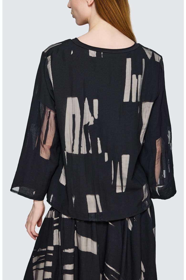 Selindra Sheer Jacquard Blouse, Alternate, color, Ivory Black