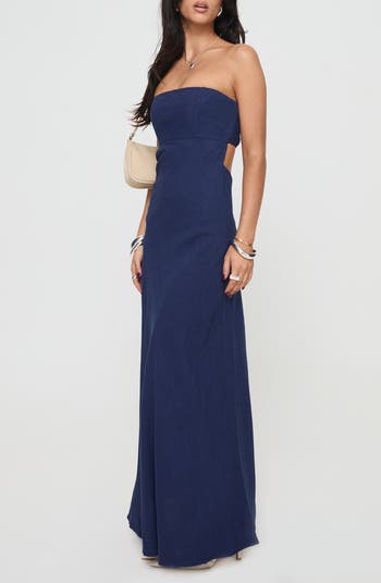Yahir Strapless Linen Blend Maxi Dress