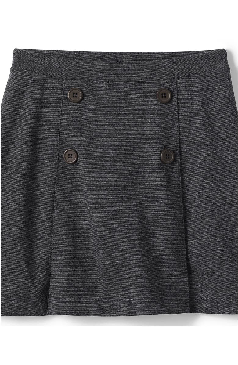 Lands' End School Uniform Girls Ponte Button Front Skort, Alternate, color, Charcoal Heather