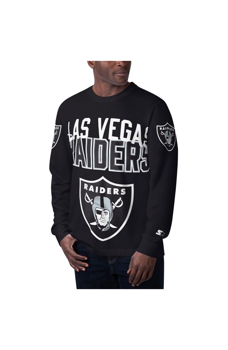 STARTER Men's Starter Black Las Vegas Raiders Clutch Hit Long Sleeve T-Shirt, Main, color, Black