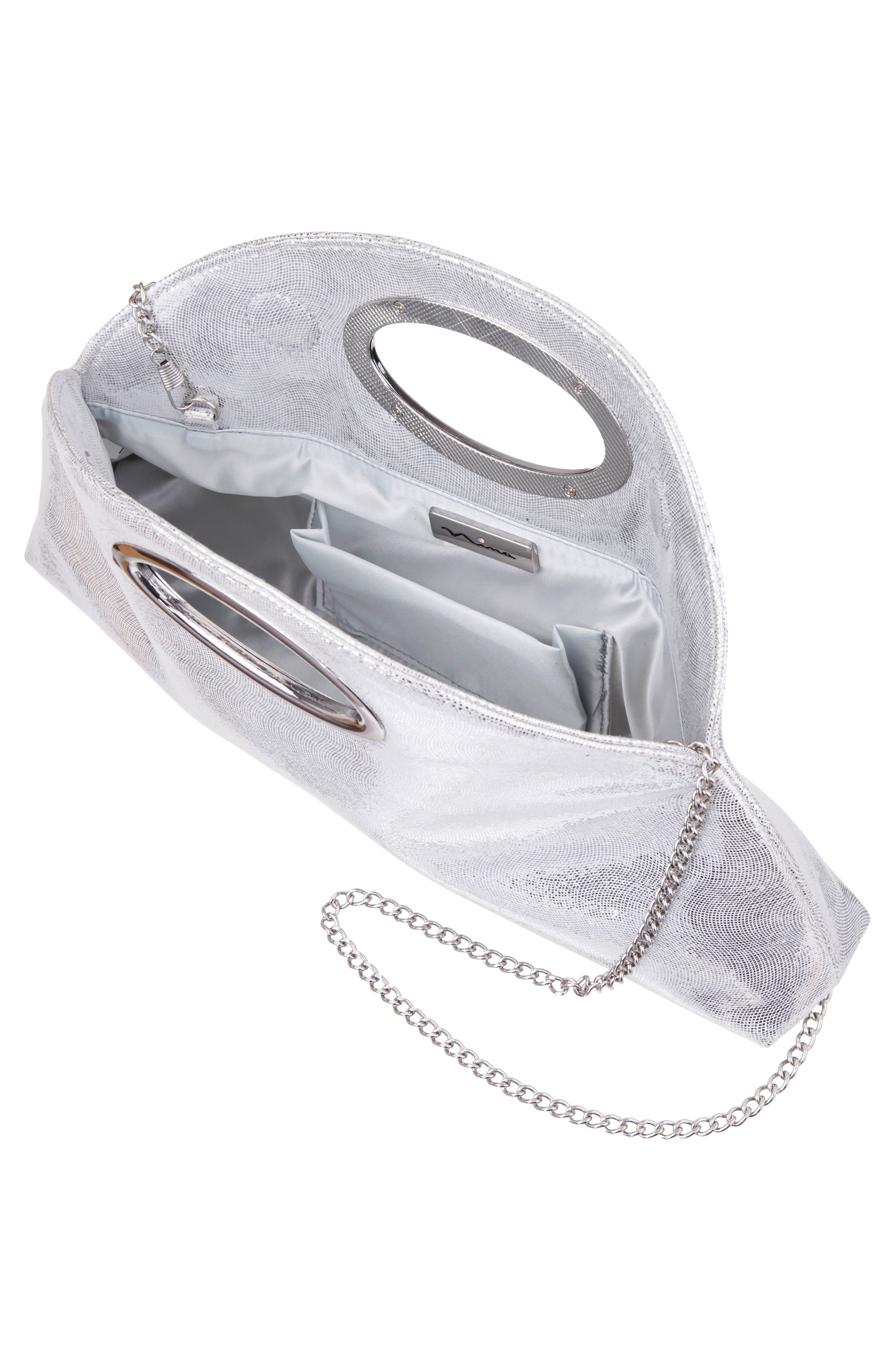 Jael Top Handle Clutch, Alternate, color, SILVER
