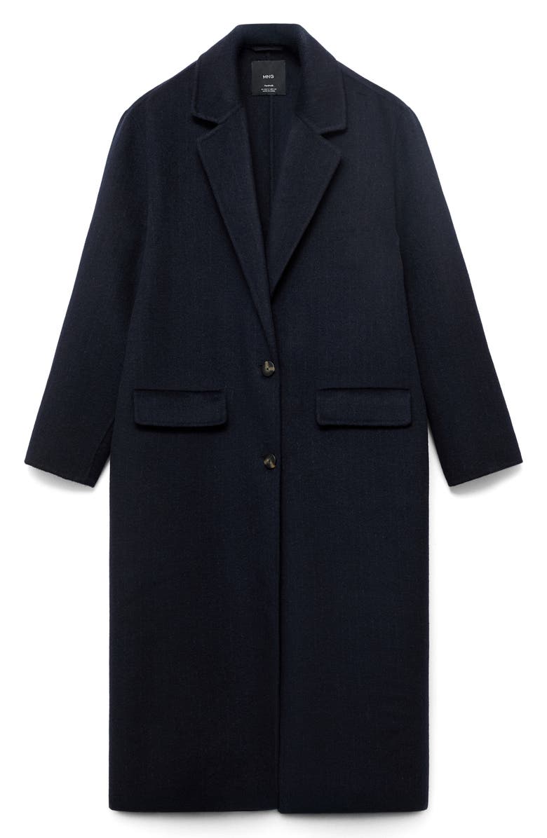 MANGO Wool Blend Overcoat, Main, color, Dark Navy