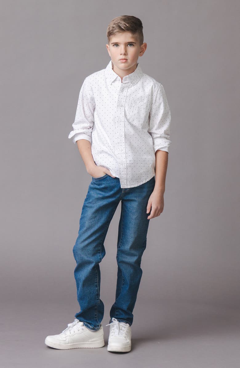 Hope & Henry Kids' Organic Long Sleeve Seersucker Shirt, Alternate, color, Delft Dot Seersucker