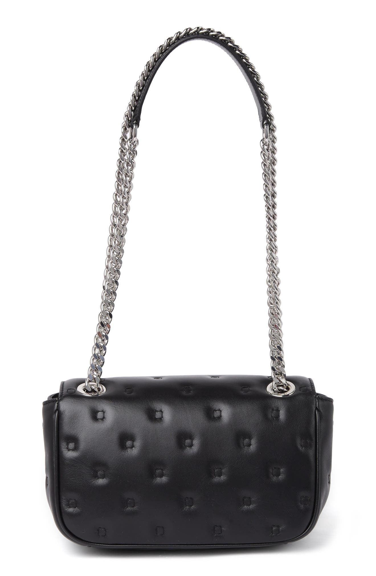 Embossed Leather Shoulder Bag, Alternate, color, BLACK