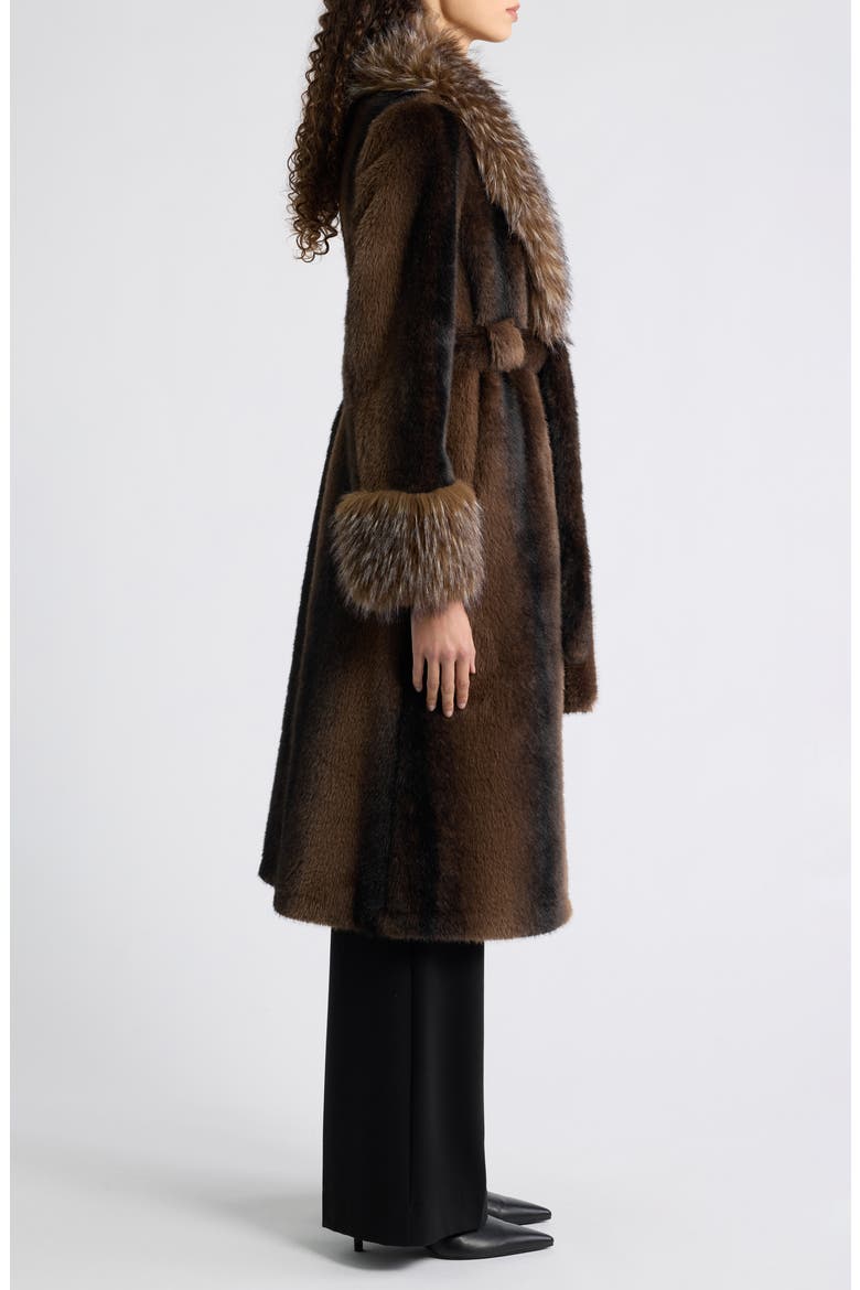 The Jones Speckled Faux Fur Coat, Alternate, color, CHOCOLATE / BLACK CHOCOLATE