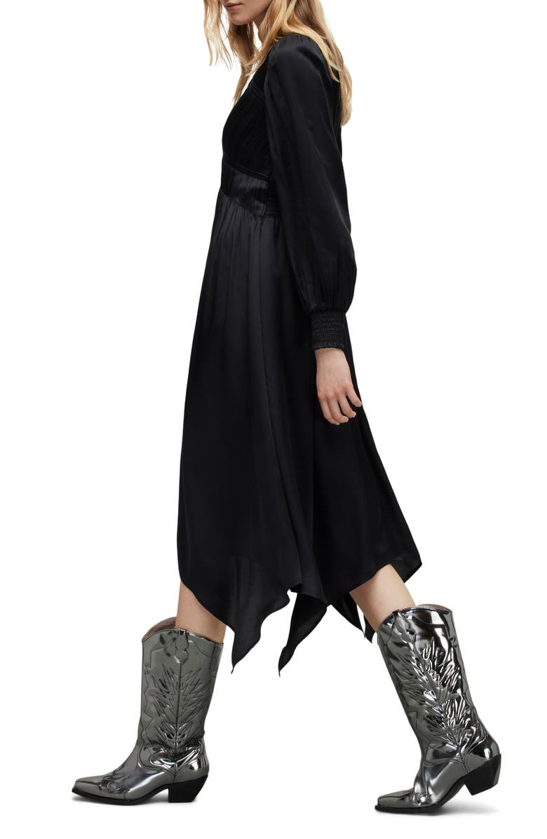 AllSaints Estelle Long Sleeve Asymmetric Hem Dress, Alternate, color, 