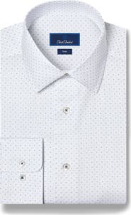 David Donahue Trim Fit Micro Neat Stretch Cotton Dress Shirt