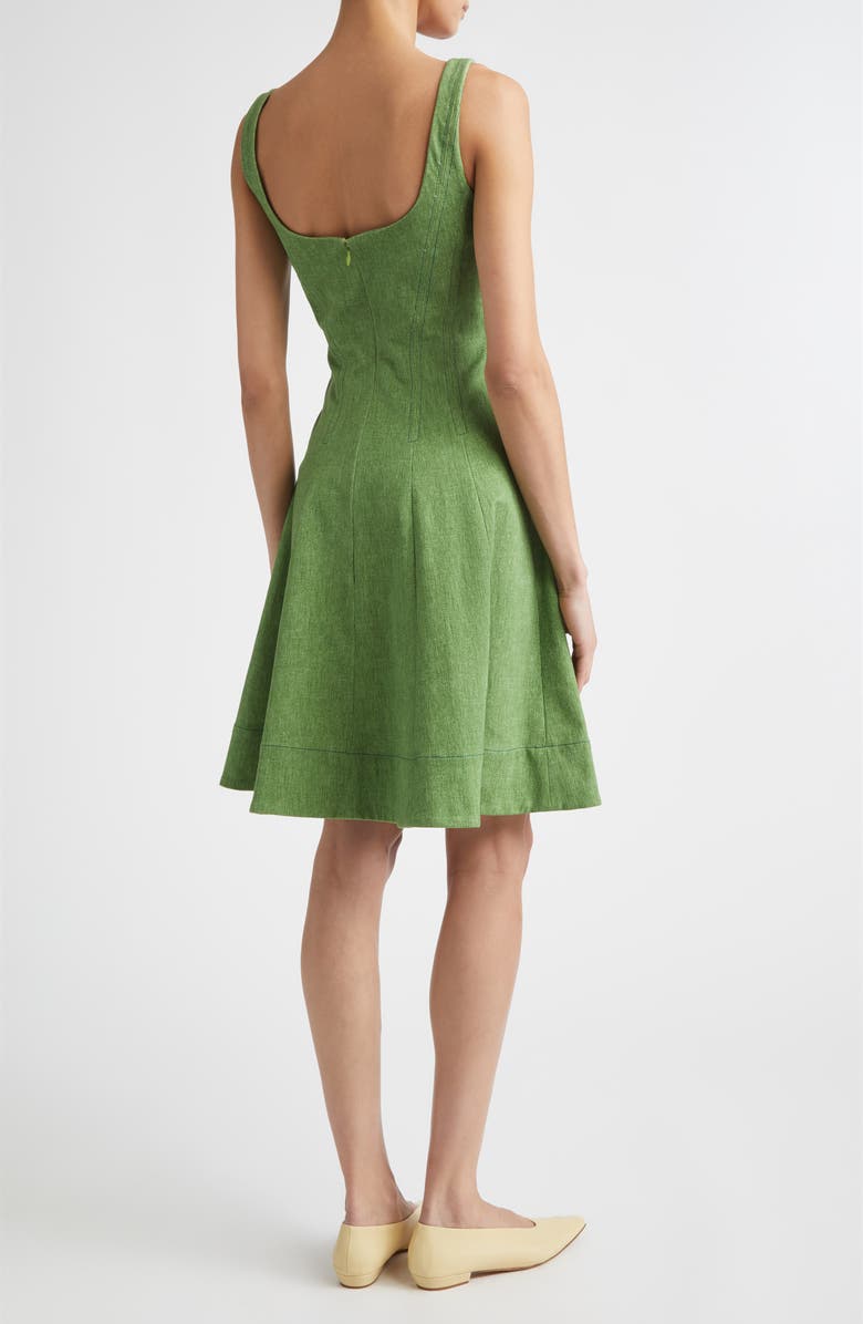 Lela Rose Stretch Denim Princess Seam Dress, Alternate, color, Cactus