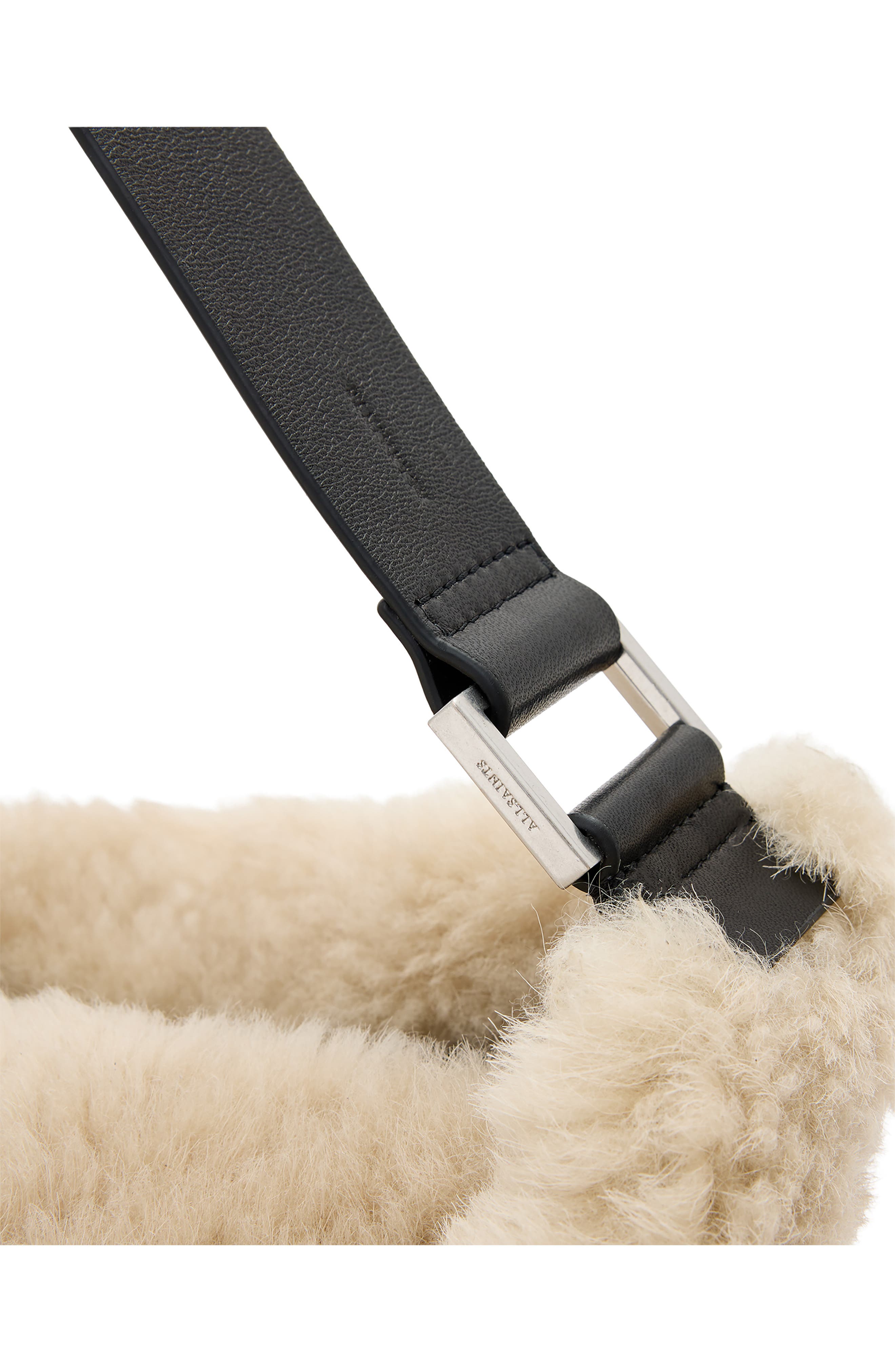 AllSaints Luna Genuine Shearling Shoulder Bag, Alternate, color, Natural/ Black